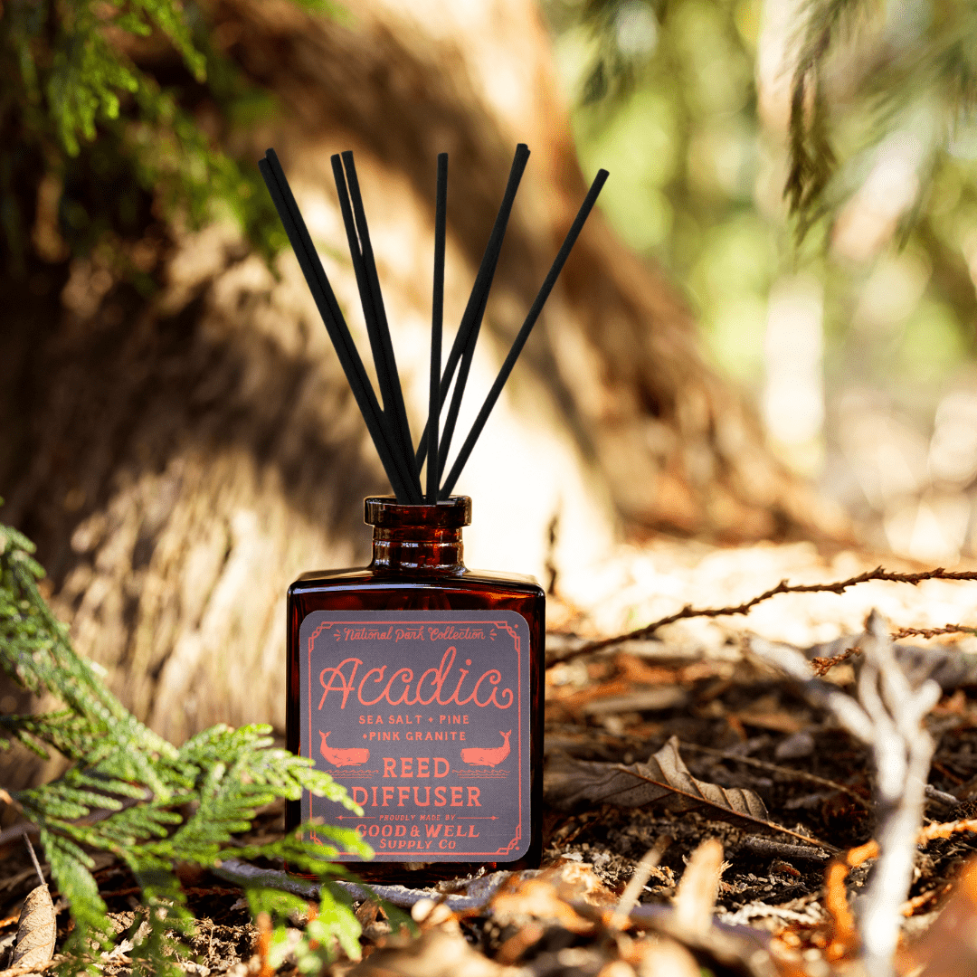 Acadia National Park Reed Diffuser (Sea Salt, Pine, Pink Granite) - Wander Together Outfitters