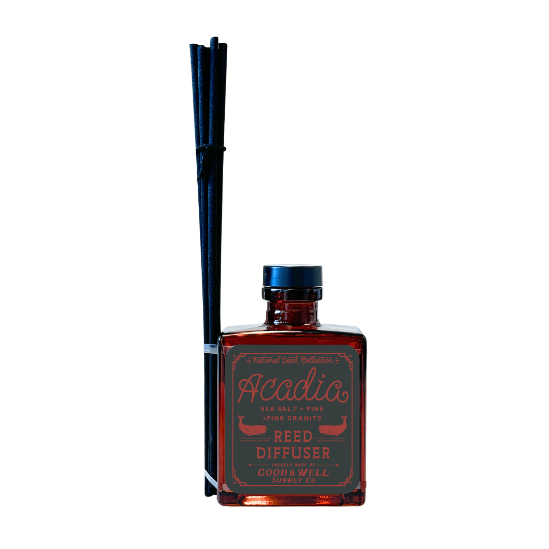 Acadia National Park Reed Diffuser (Sea Salt, Pine, Pink Granite) - Wander Together Outfitters