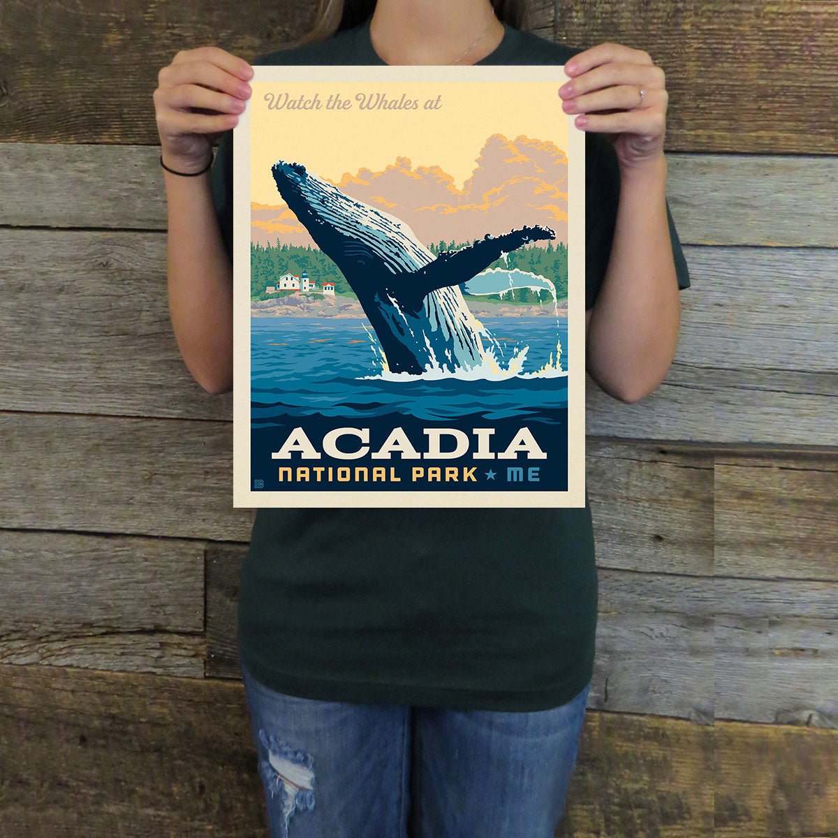 Acadia National Park: Whale Watching (63 National Parks) Art Print - Wander Together Outfitters