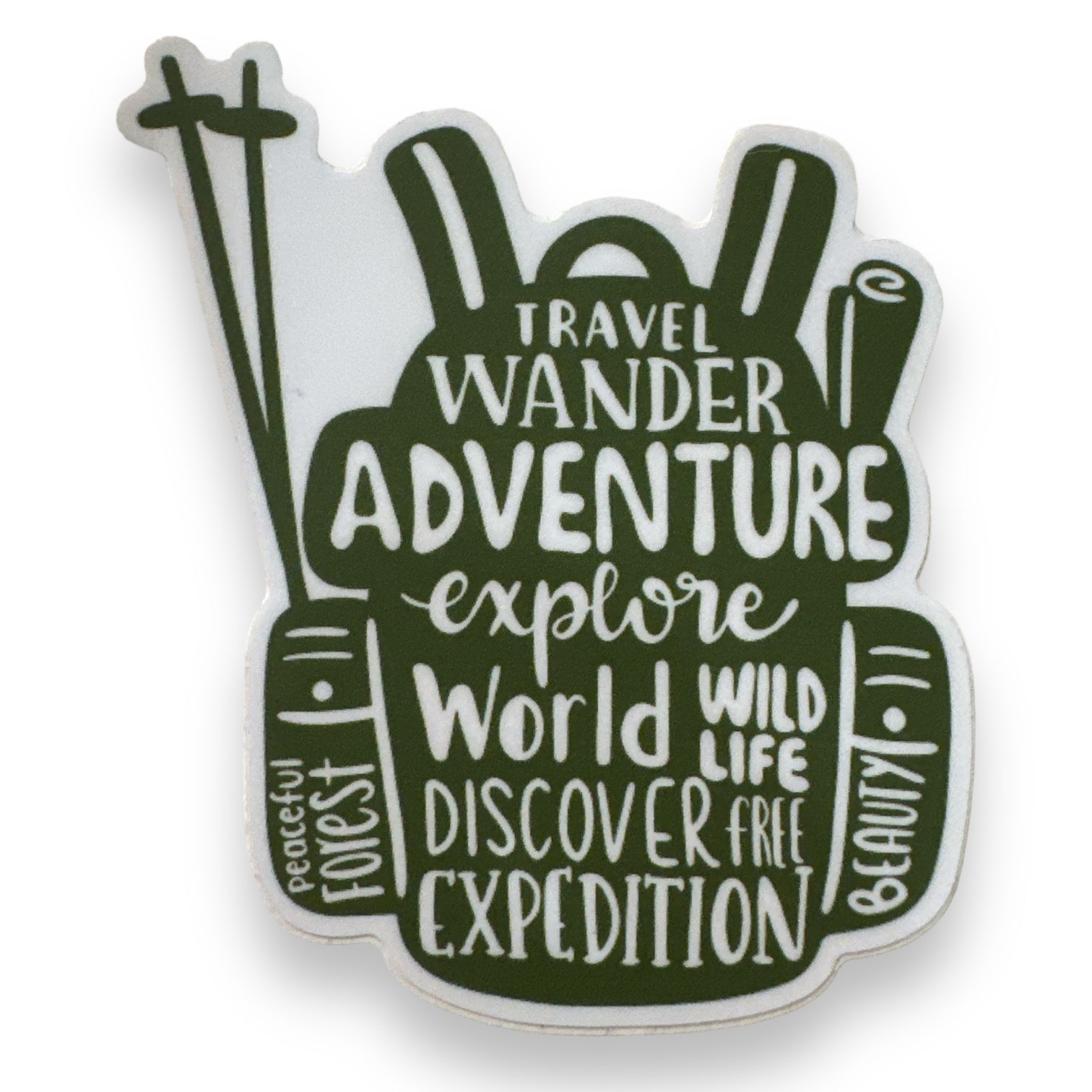 Adventure Awaits with Backpack - Shaped Travel Sticker - Wander Together Outfitters