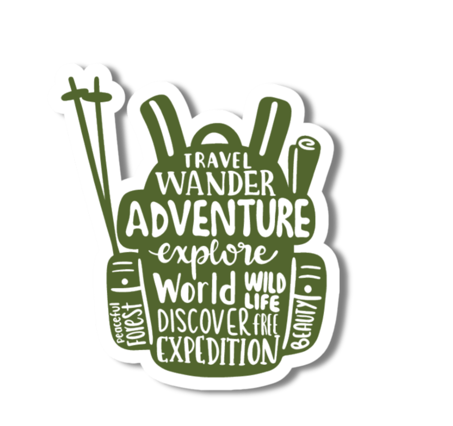 Adventure Awaits with Backpack - Shaped Travel Sticker - Wander Together Outfitters