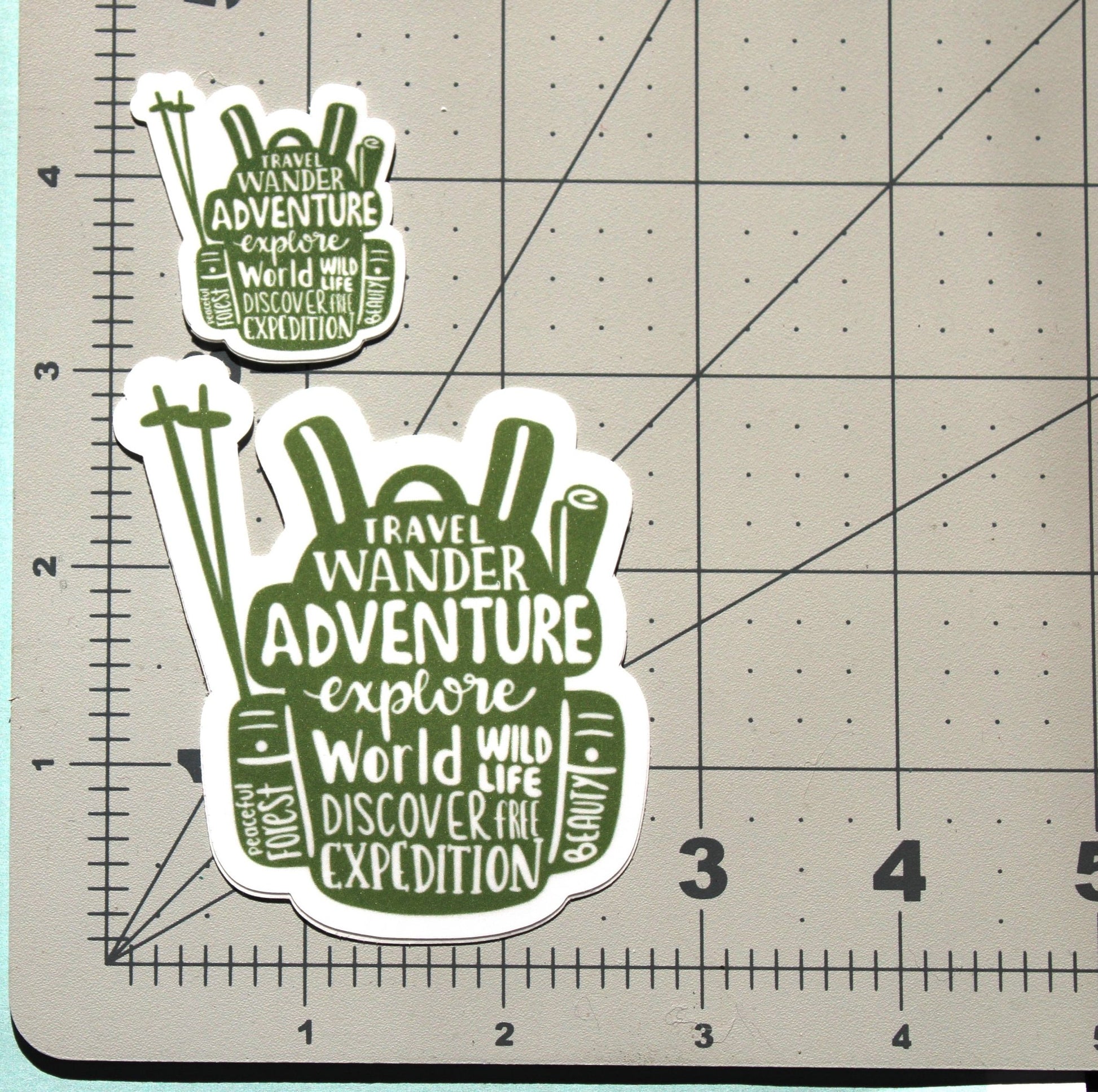 Adventure Awaits with Backpack - Shaped Travel Sticker - Wander Together Outfitters