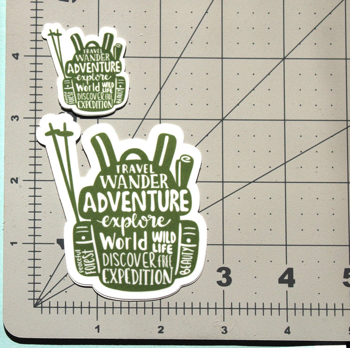 Adventure Awaits with Backpack - Shaped Travel Sticker - Wander Together Outfitters