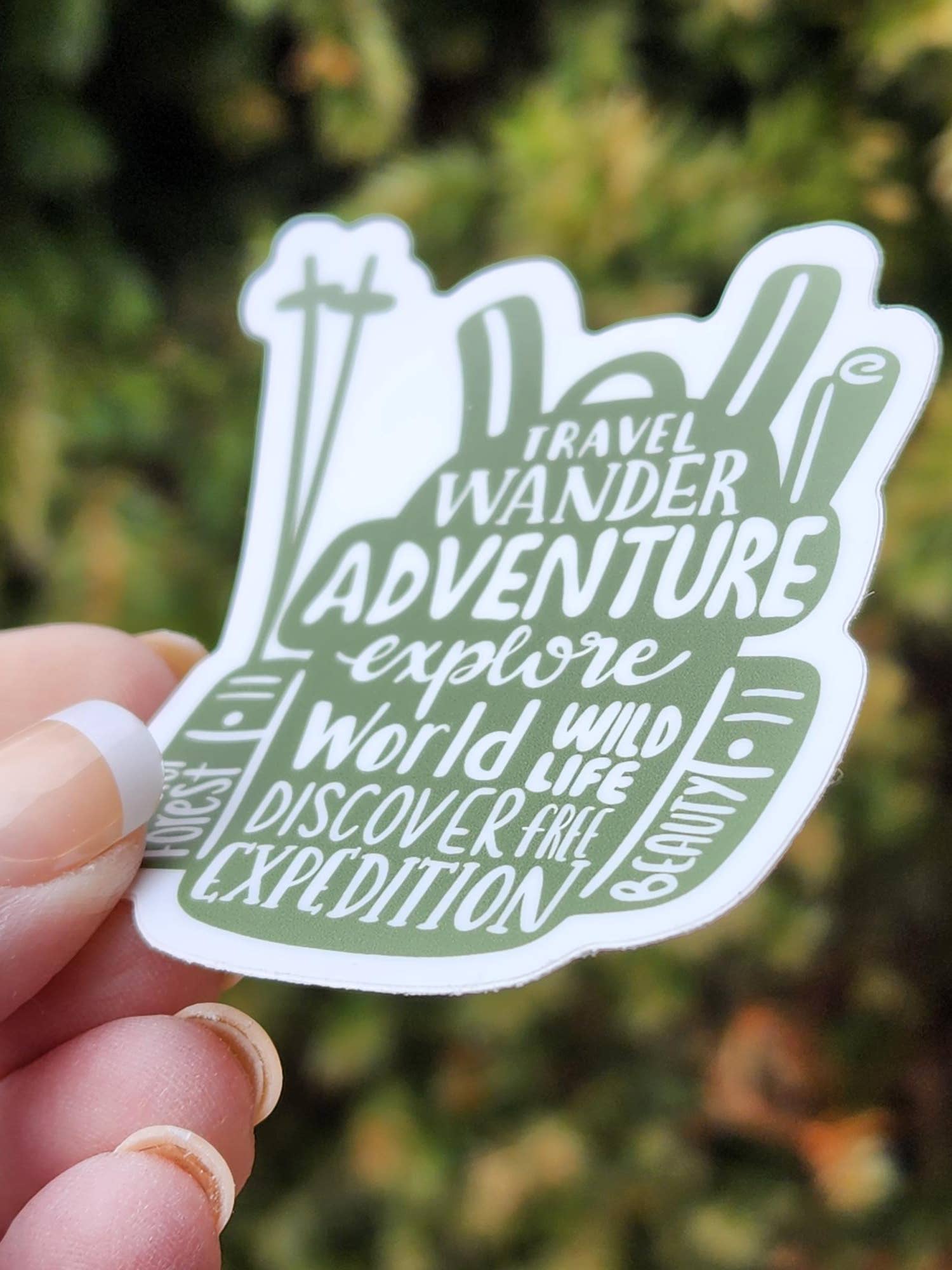 Adventure Awaits with Backpack - Shaped Travel Sticker - Wander Together Outfitters