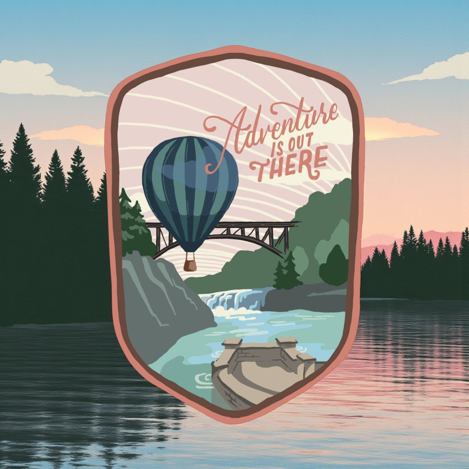 "Adventure is out there" Hot Air Balloon Travel Sticker - Wander Together Outfitters
