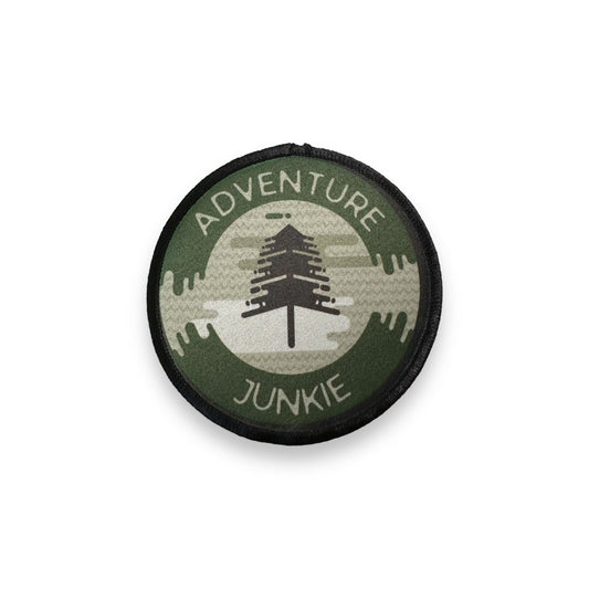 “Adventure Junkie” (Tree) Iron On Patch - Wander Together Outfitters