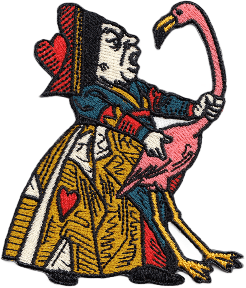 Alice In Wonderland - Queen Of Hearts With Flamingo Iron On Patch - Wander Together Outfitters