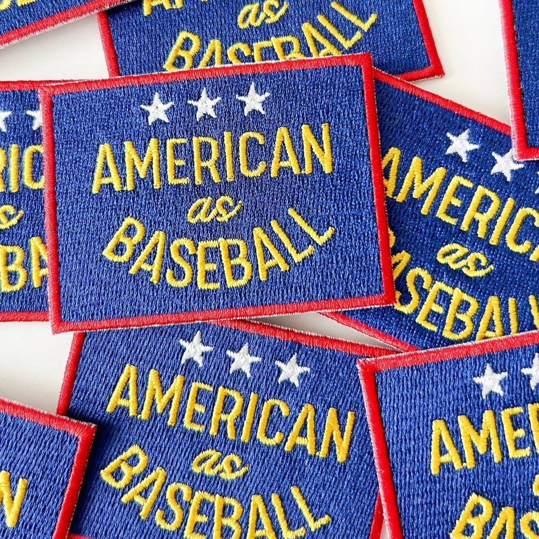 "American as Baseball" Iron - On Patch Embroidered Patch Trucker - Wander Together Outfitters