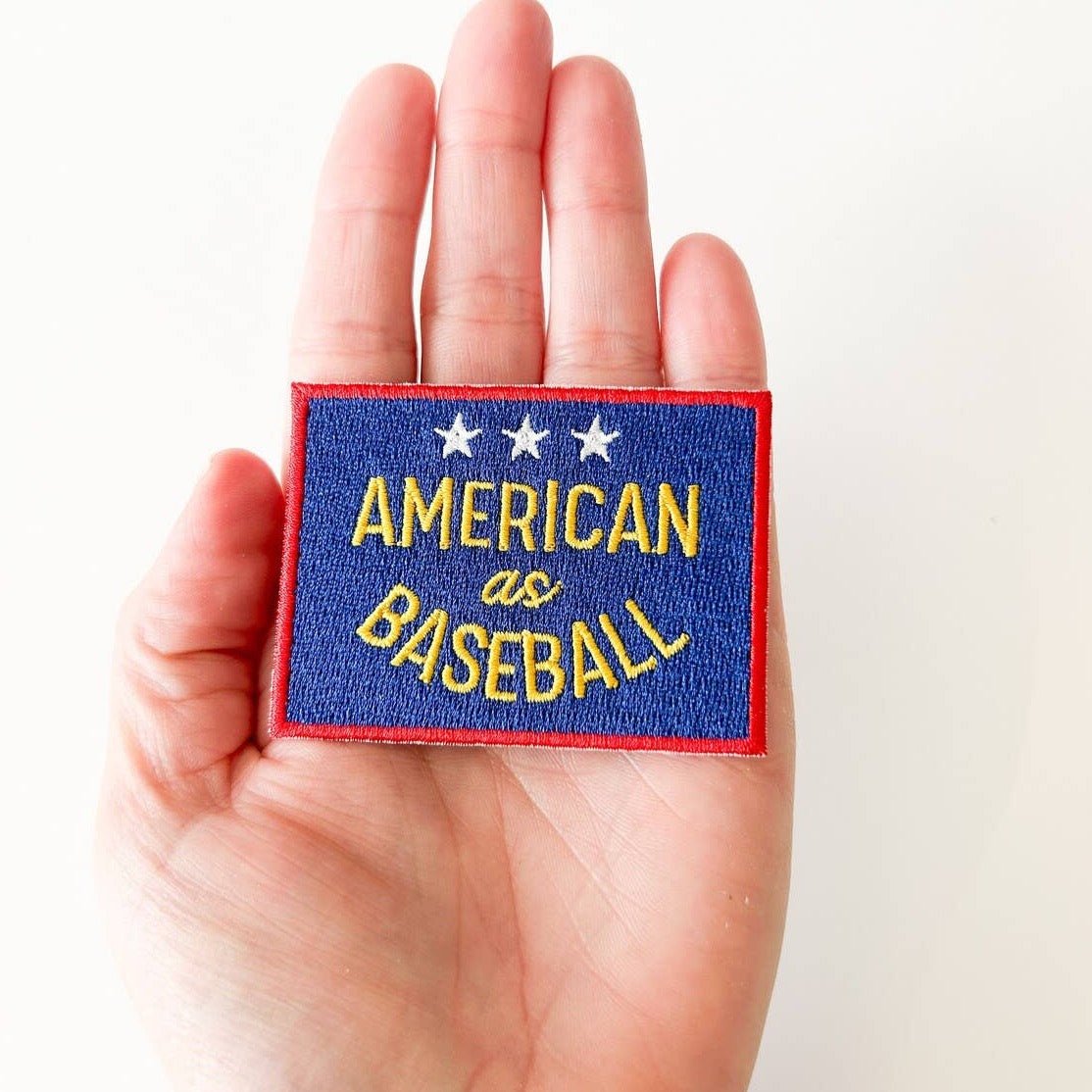 "American as Baseball" Iron - On Patch Embroidered Patch Trucker - Wander Together Outfitters