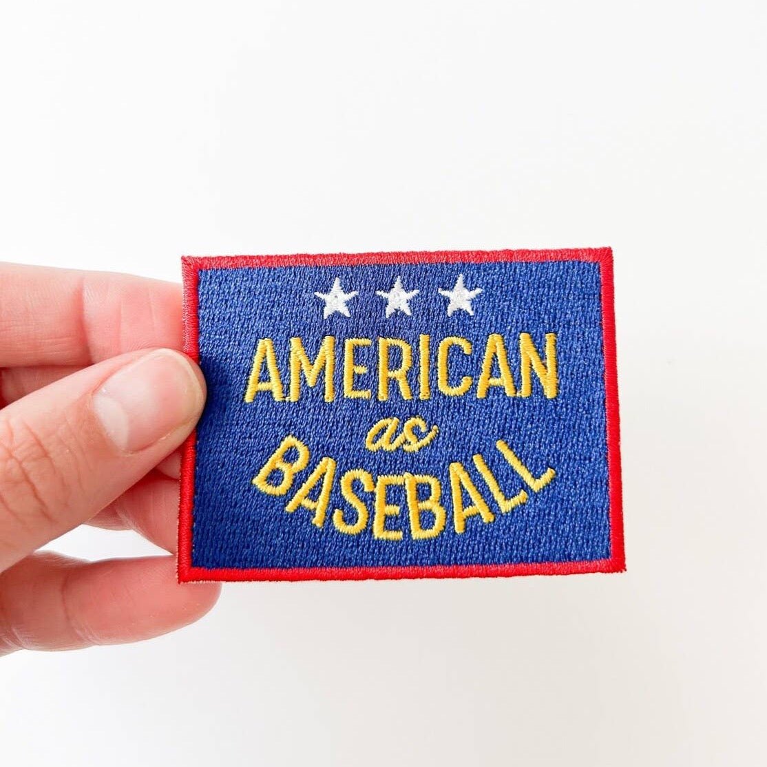 "American as Baseball" Iron - On Patch Embroidered Patch Trucker - Wander Together Outfitters