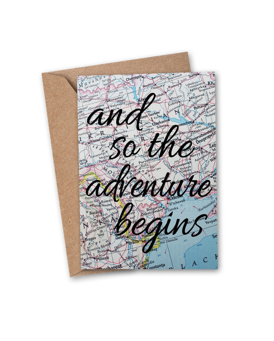 "And So The Adventure Begins" Vintage Map Greeting Card - Wander Together Outfitters