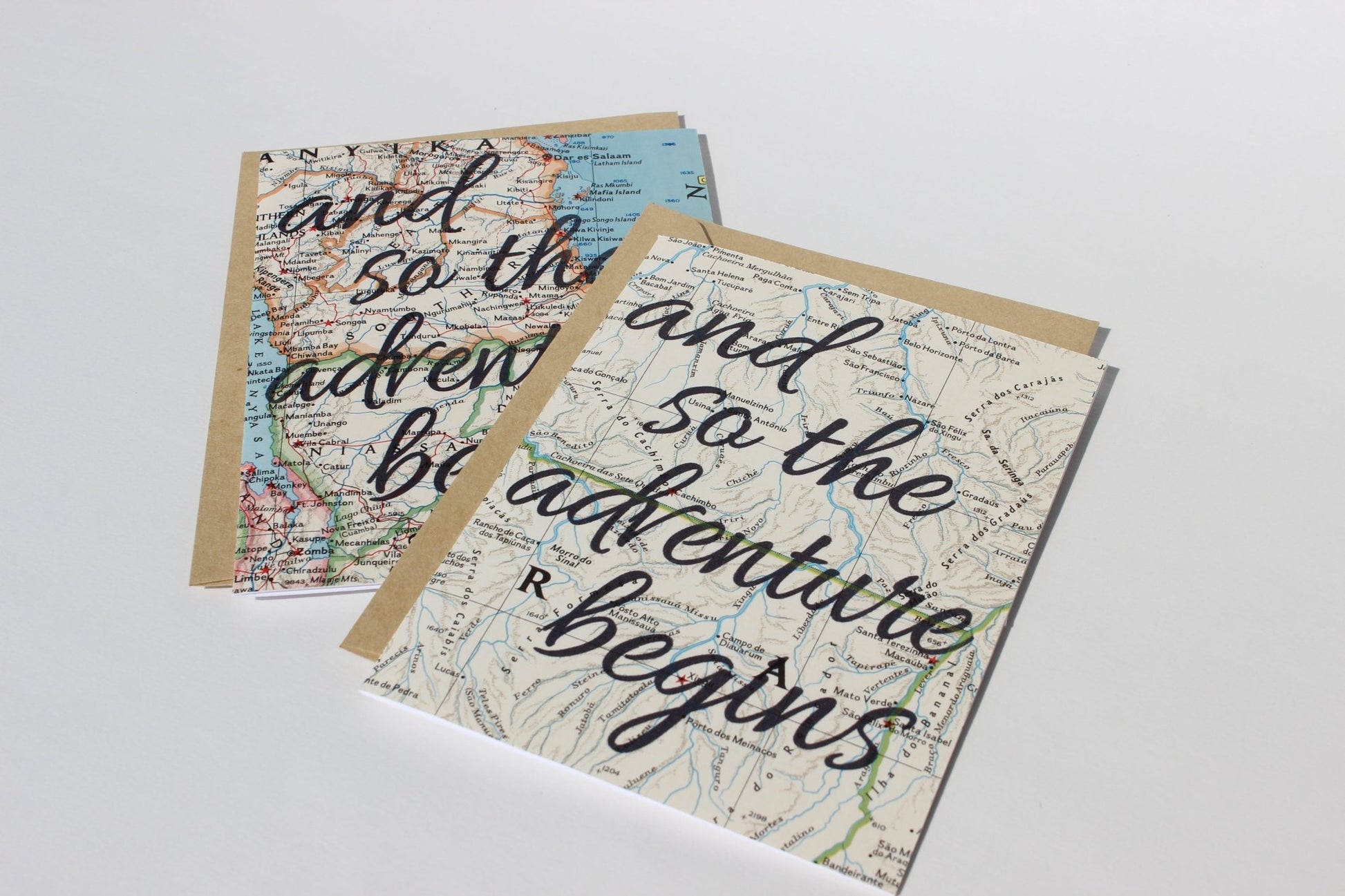 "And So The Adventure Begins" Vintage Map Greeting Card - Wander Together Outfitters