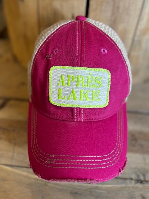 "Apres Lake" Distressed Mesh Snapback Baseball Cap (Various Colors) - Wander Together Outfitters