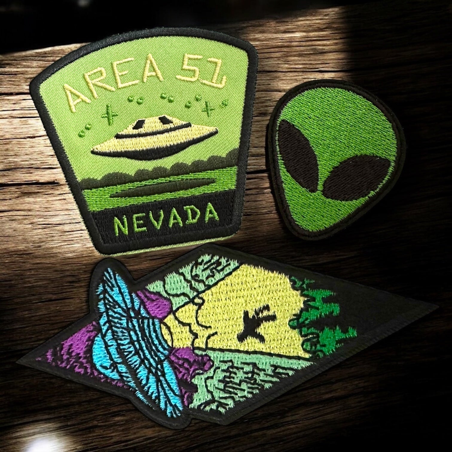 Area 51 and UFO , Alien Travel Themed Iron On Patches - Wander Together Outfitters