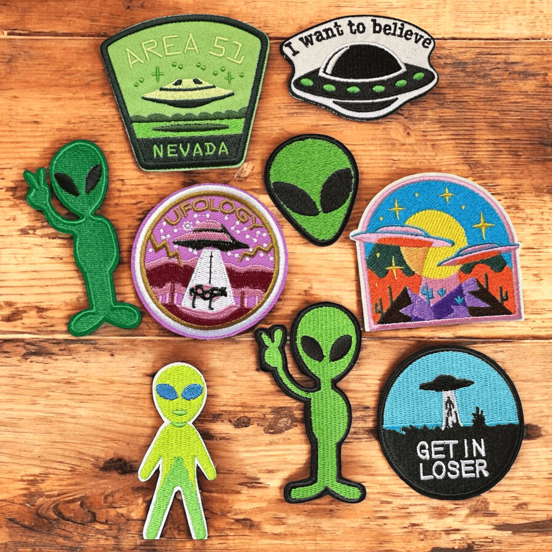 Area 51 and UFO , Alien Travel Themed Iron On Patches - Wander Together Outfitters