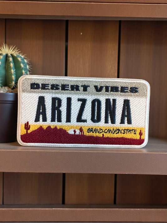 Arizona License Plate Iron On Patch - Wander Together Outfitters