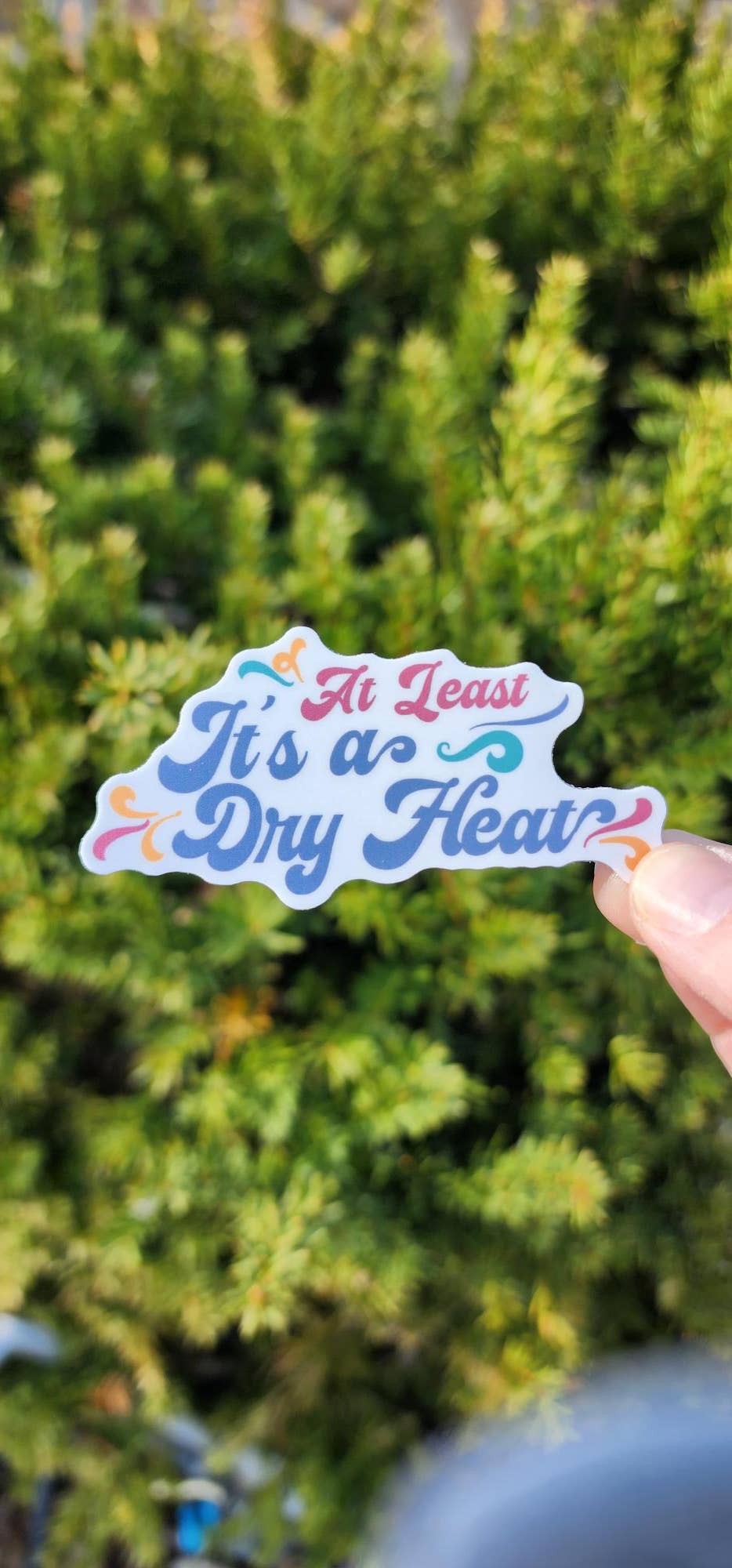 "At Least It's A Dry Heat" Vinyl Sticker 3" Wide - Wander Together Outfitters