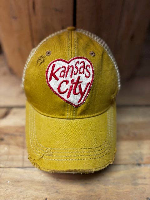 "Kansas City" Love Patch Distressed Snapback Cap