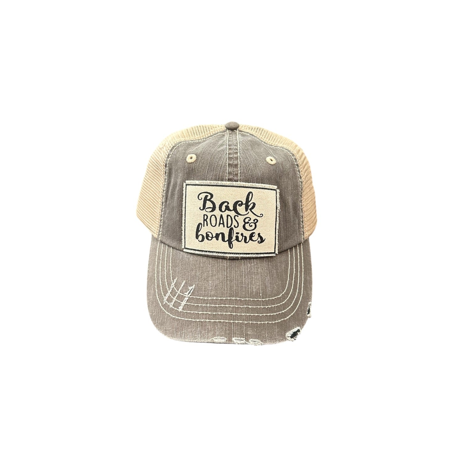 “Back Roads & Bonfires” Distressed Trucker Cap - Wander Together Outfitters