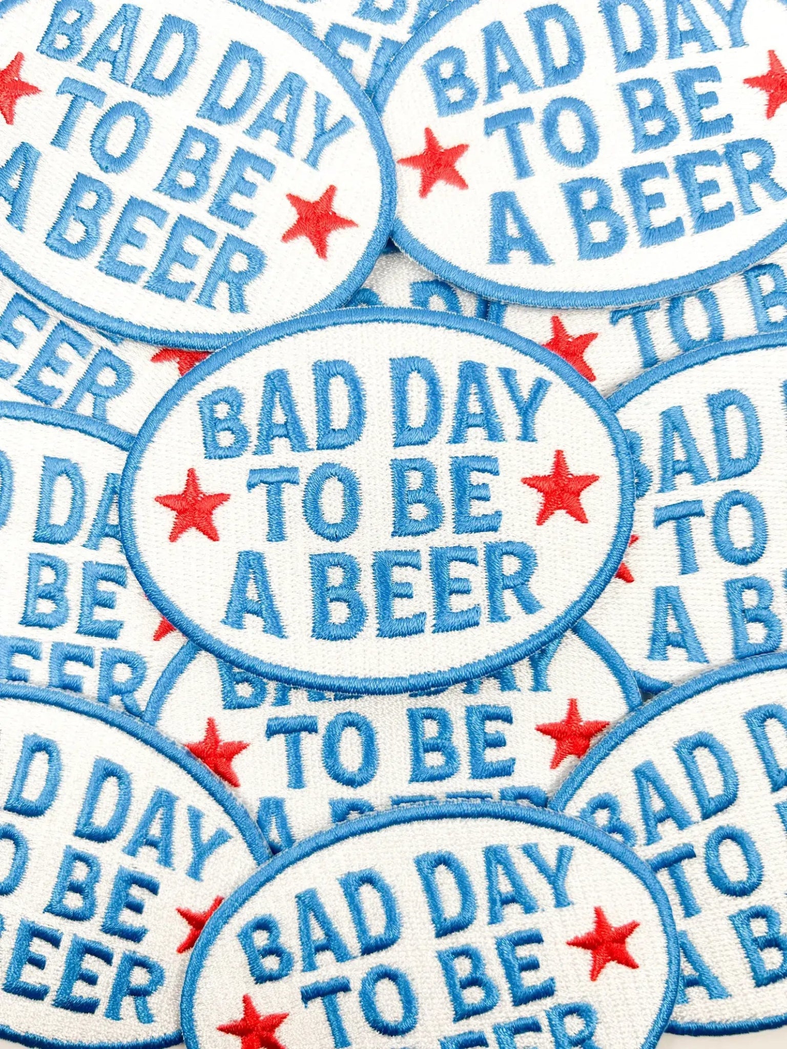 “Bad Day to Be a Beer” Embroidered Iron - On Patch Tailgate - Wander Together Outfitters