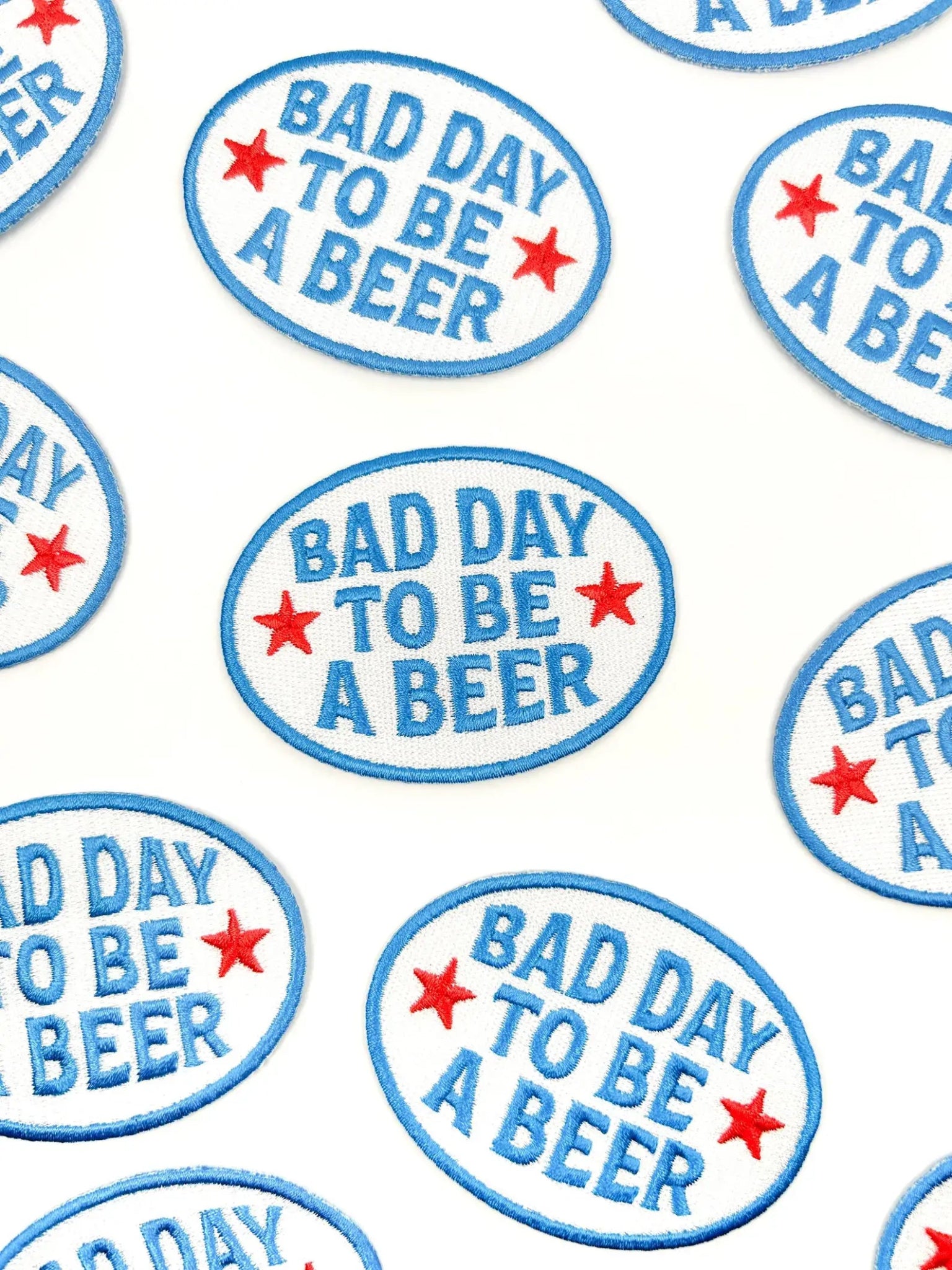“Bad Day to Be a Beer” Embroidered Iron - On Patch Tailgate - Wander Together Outfitters