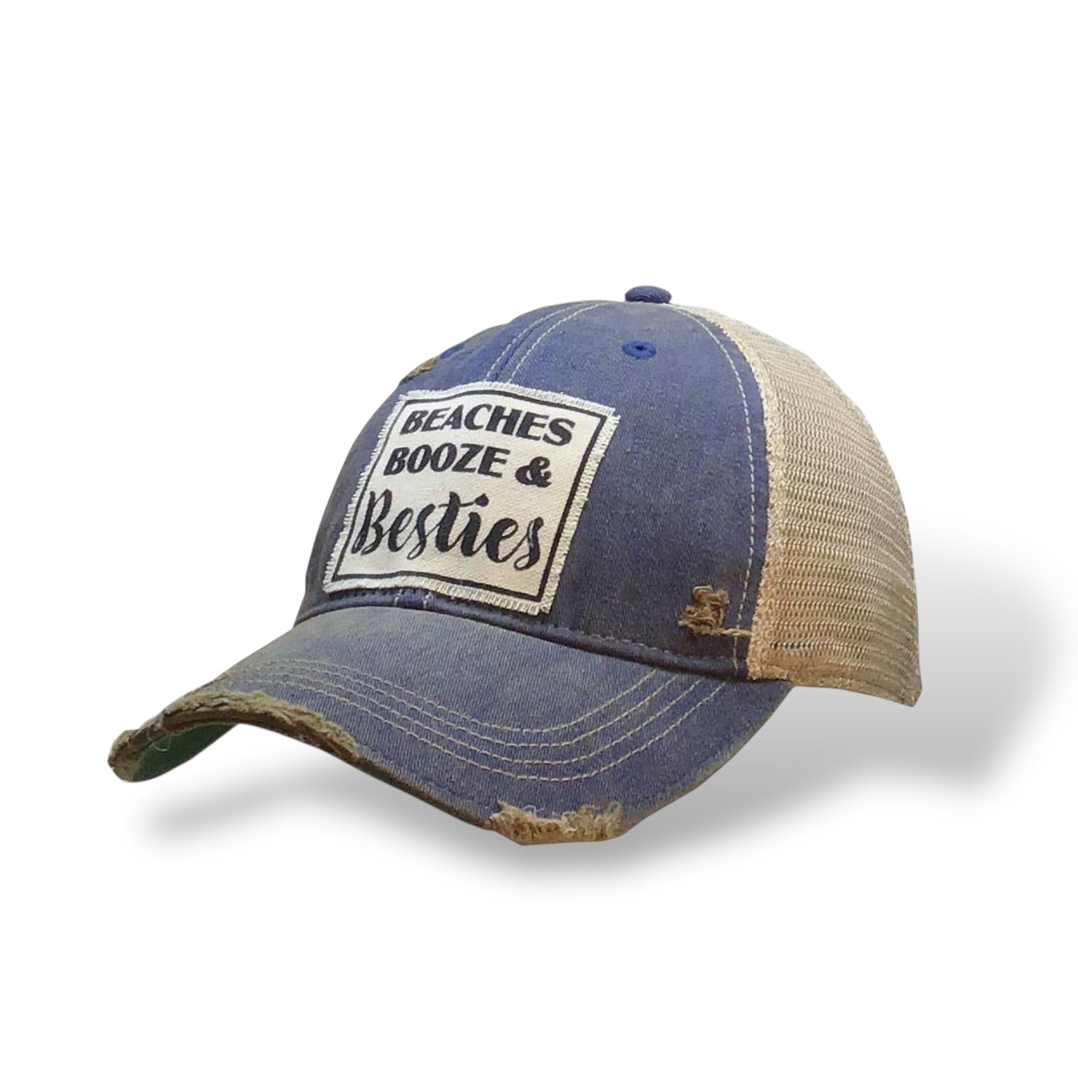 “Beaches Booze & Besties” The Perfect Summer Distressed Cap - Wander Together Outfitters