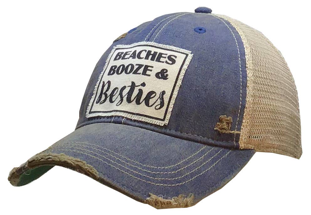 “Beaches Booze & Besties” The Perfect Summer Distressed Cap - Wander Together Outfitters