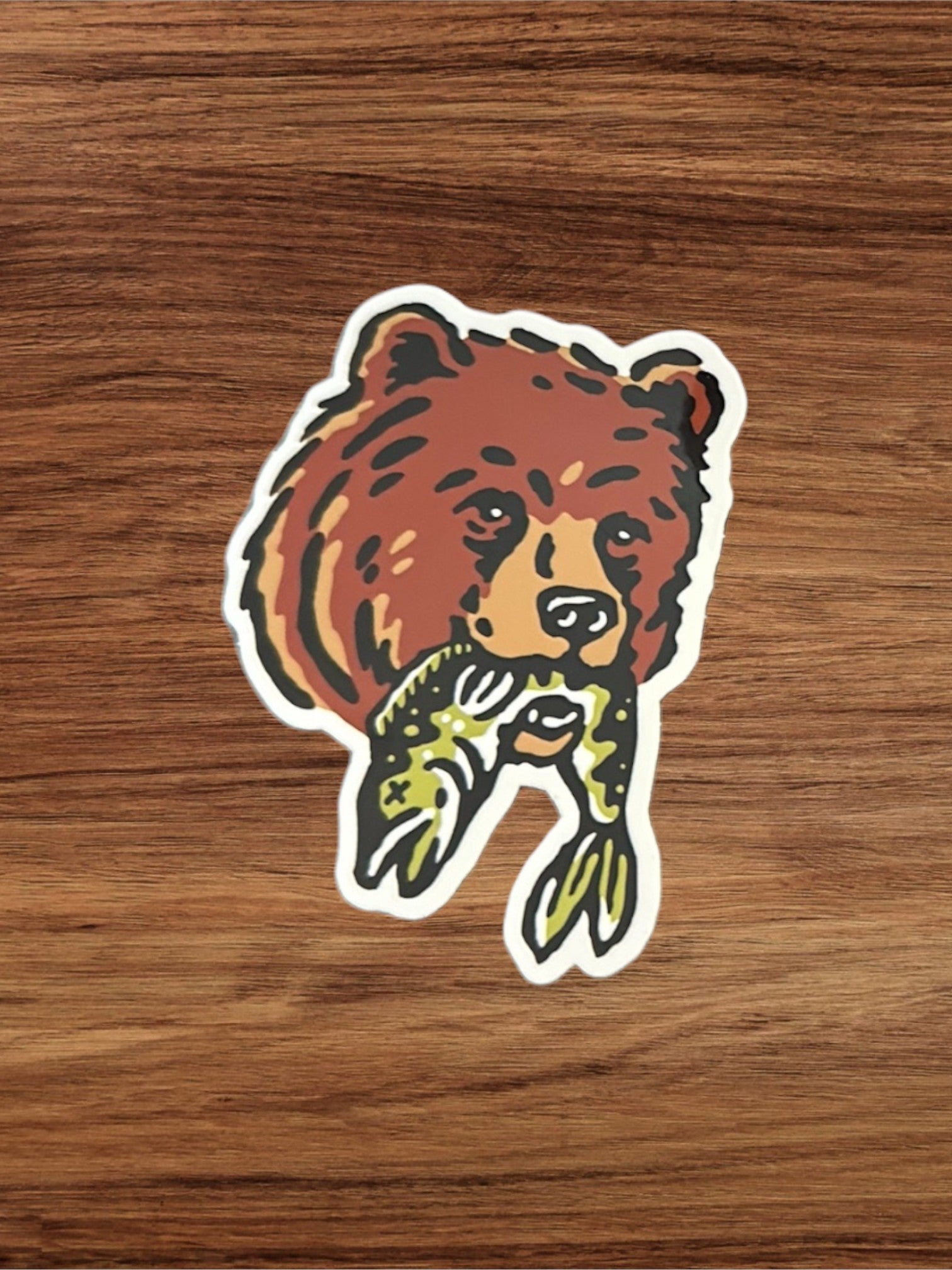 Bear With Fish Vinyl Sticker - Wander Together Outfitters