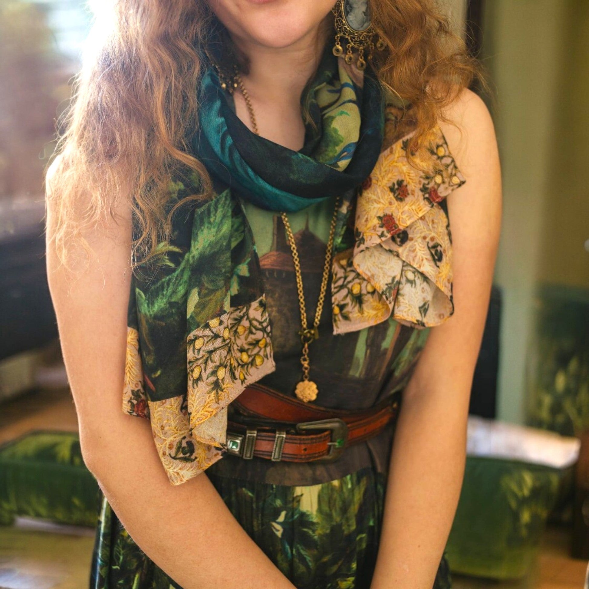 Bella Notte Bohemian Scarf with Rabbit and Moon - Wander Together Outfitters