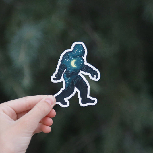 Bigfoot Night Sky Waterproof & UV Resistant Vinyl Sticker - Wander Together Outfitters