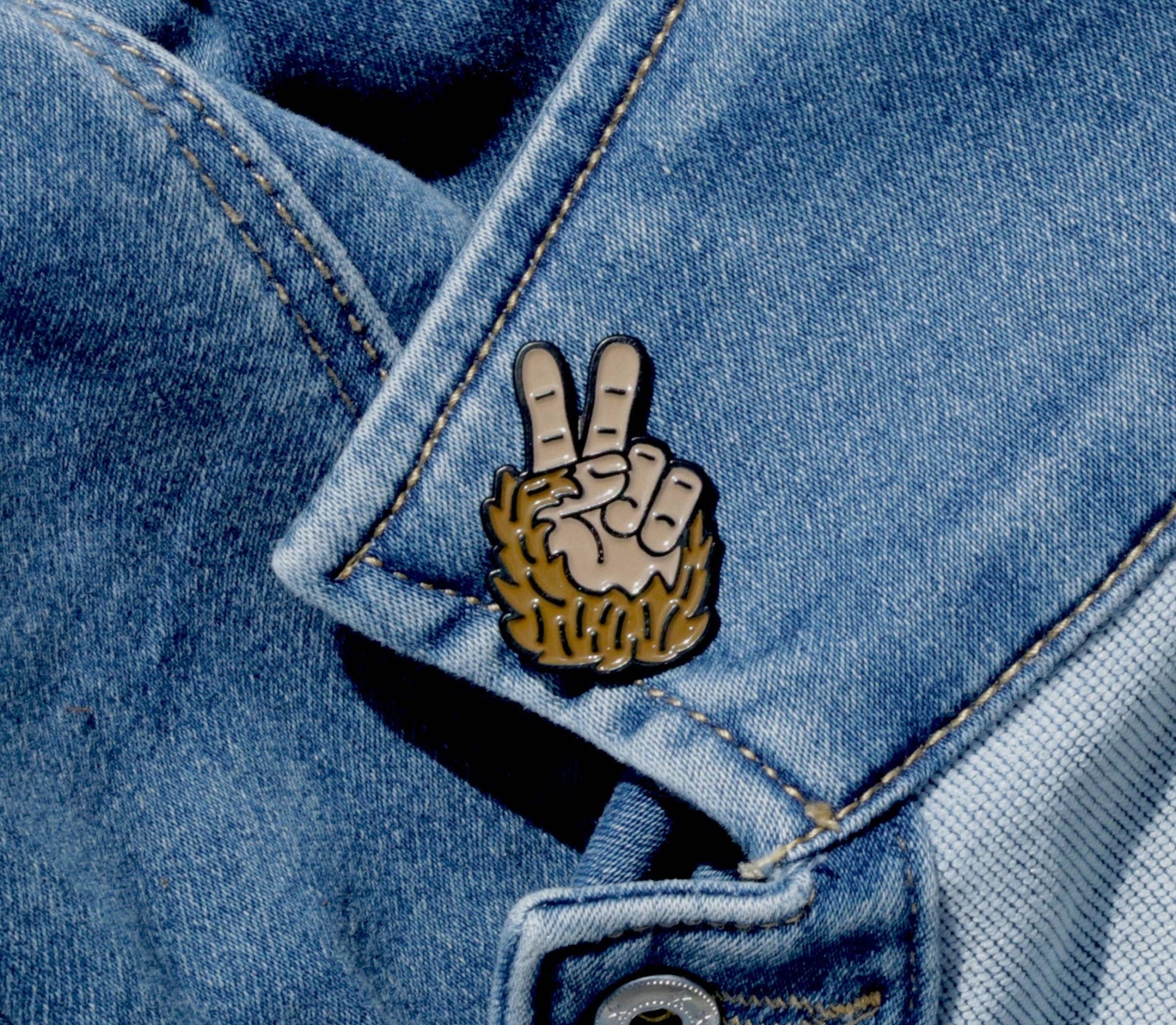Bigfoot Peace Fingers Enamel Collectible Lapel Pin - Wander Together Outfitters
