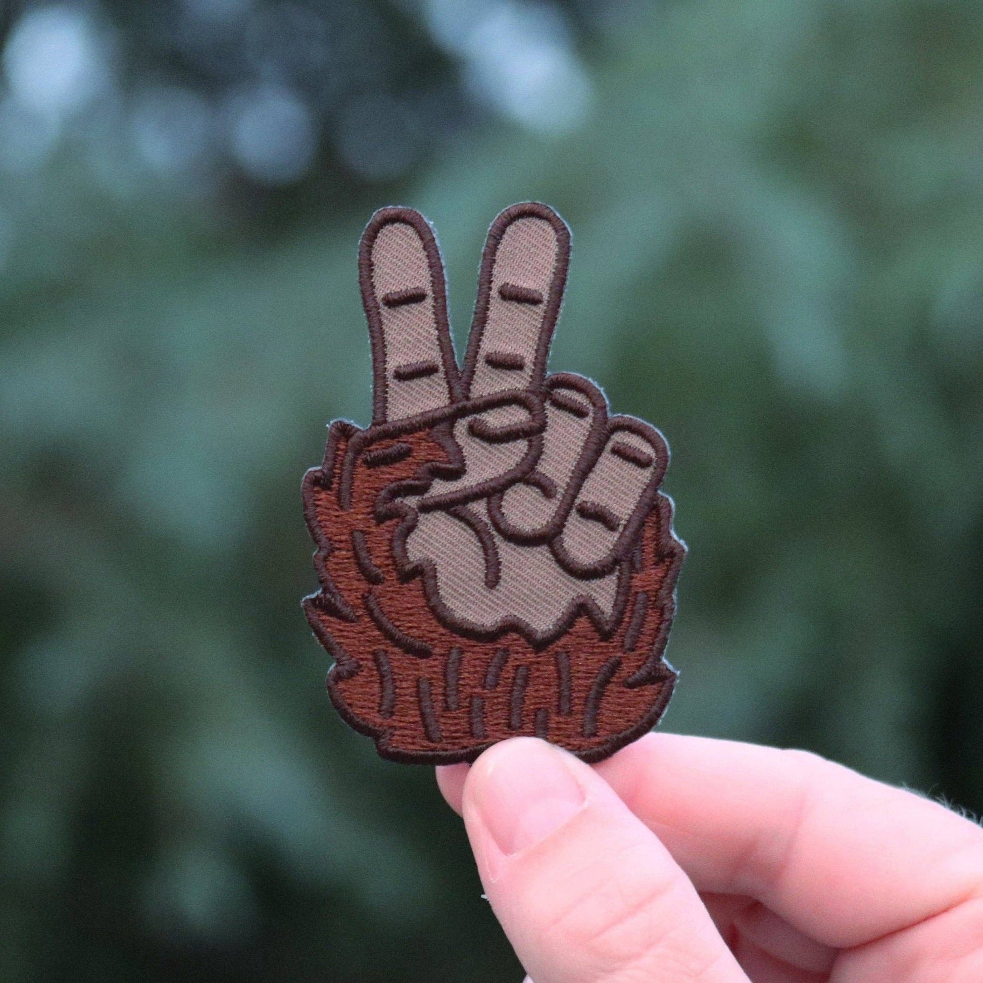 Bigfoot Peace Patch, Iron On Embroidered Patch - Wander Together Outfitters