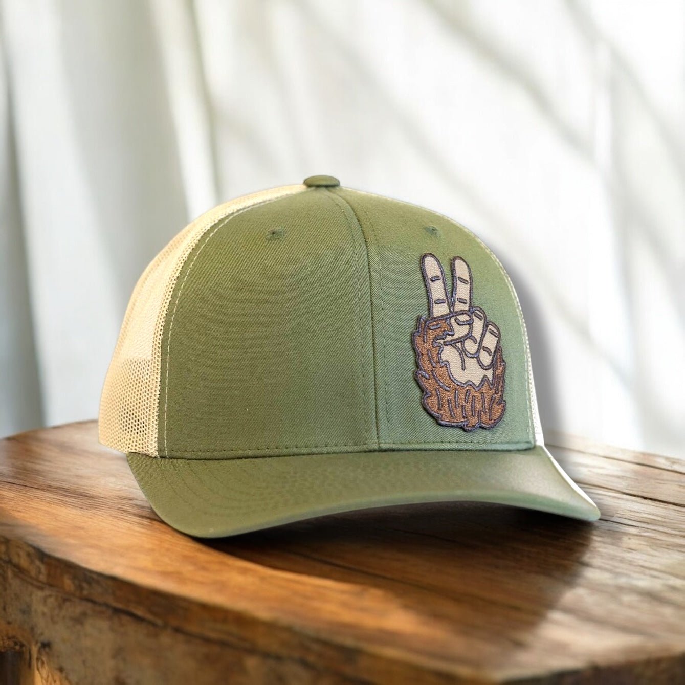 Bigfoot Peace Sign Patch 6 Panel Trucker Hat - Wander Together Outfitters