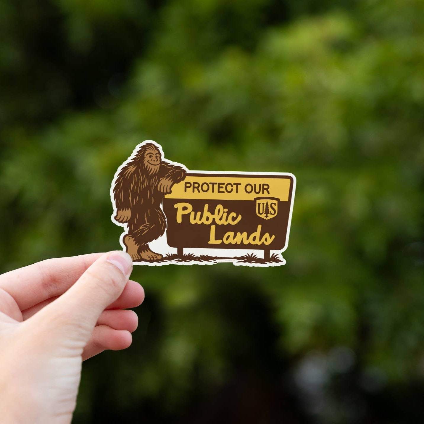 Bigfoot says 'Protect Our Public Lands" Vinyl Sticker - Wander Together Outfitters