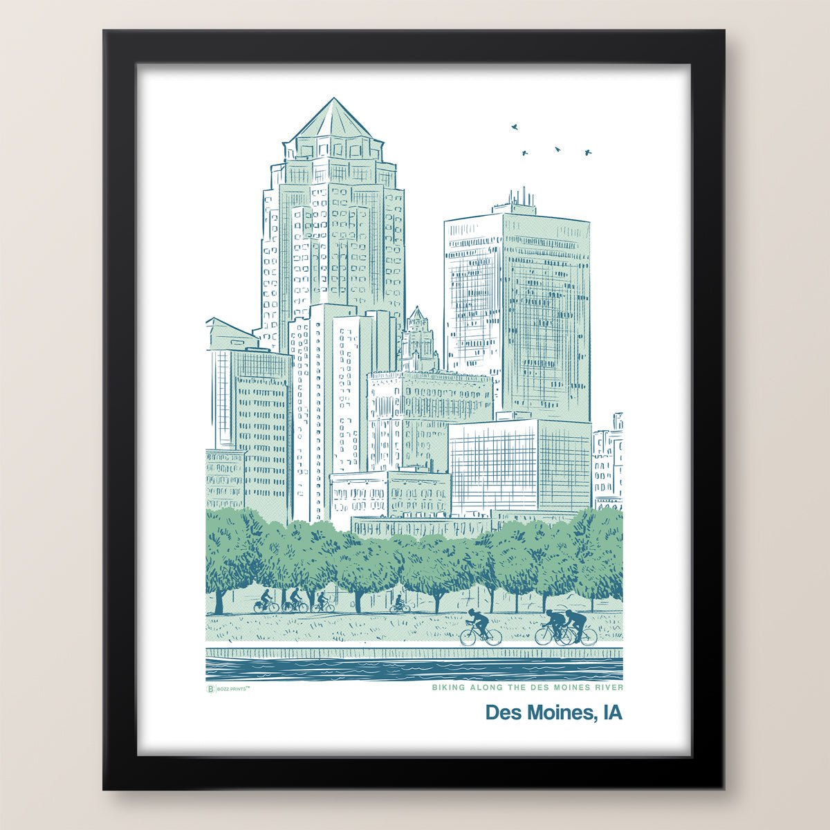 Biking Des Moines River Print - Wander Together Outfitters