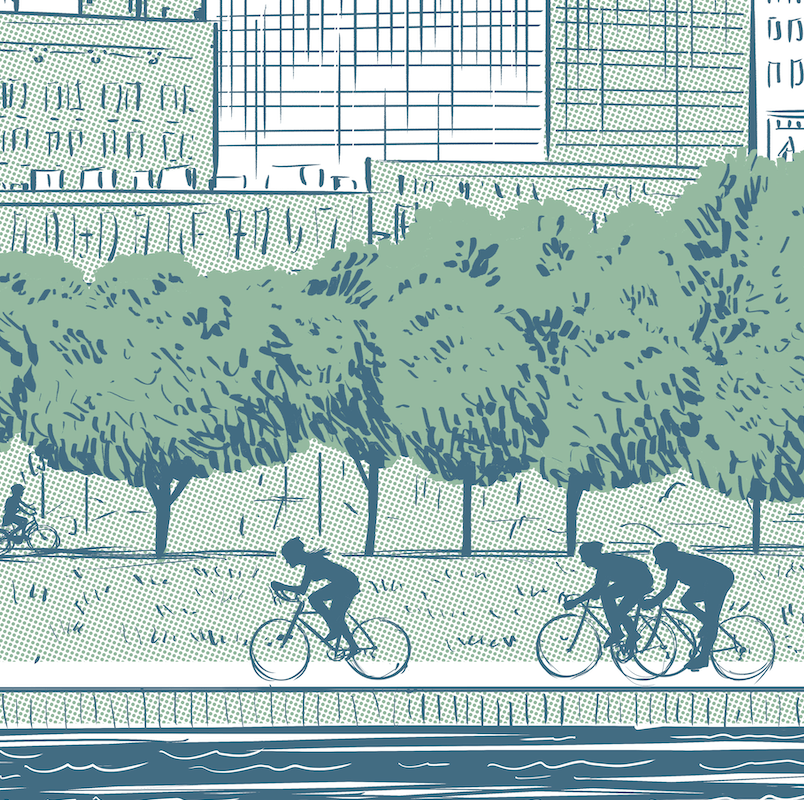 Biking Des Moines River Print - Wander Together Outfitters