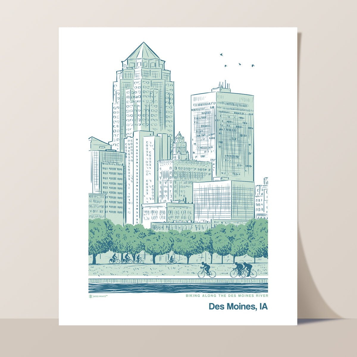 Biking Des Moines River Print - Wander Together Outfitters