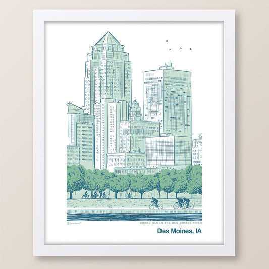 Biking Des Moines River Print - Wander Together Outfitters
