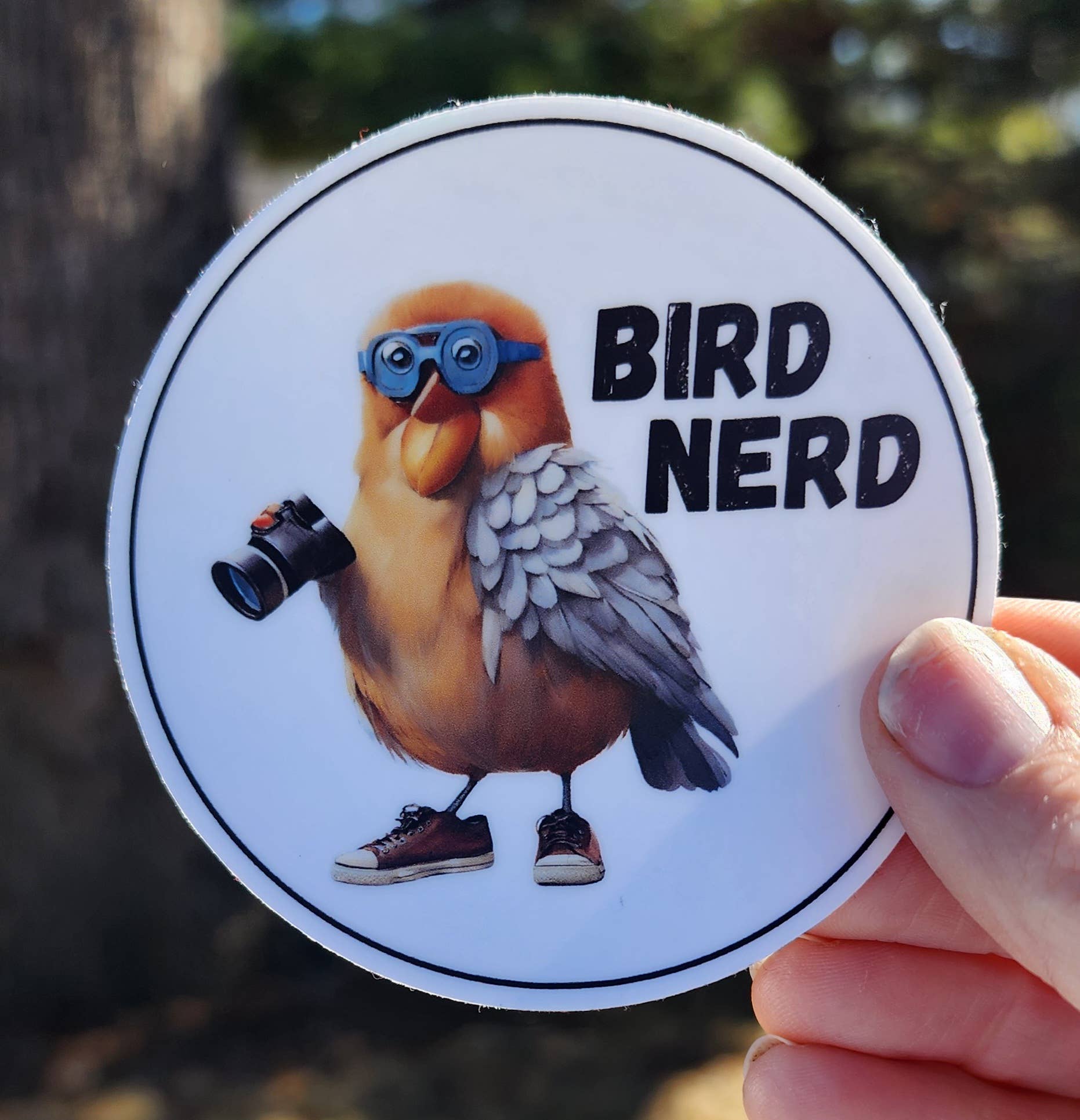 "Bird Nerd" Funny Round Vinyl Sticker - Wander Together Outfitters