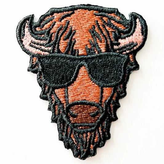 Bison with Sunglasses Iron - On Patch - Wander Together Outfitters
