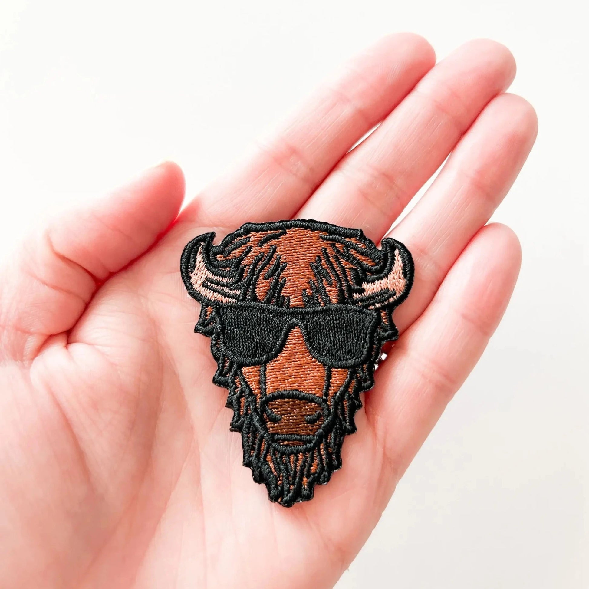 Bison with Sunglasses Iron - On Patch - Wander Together Outfitters