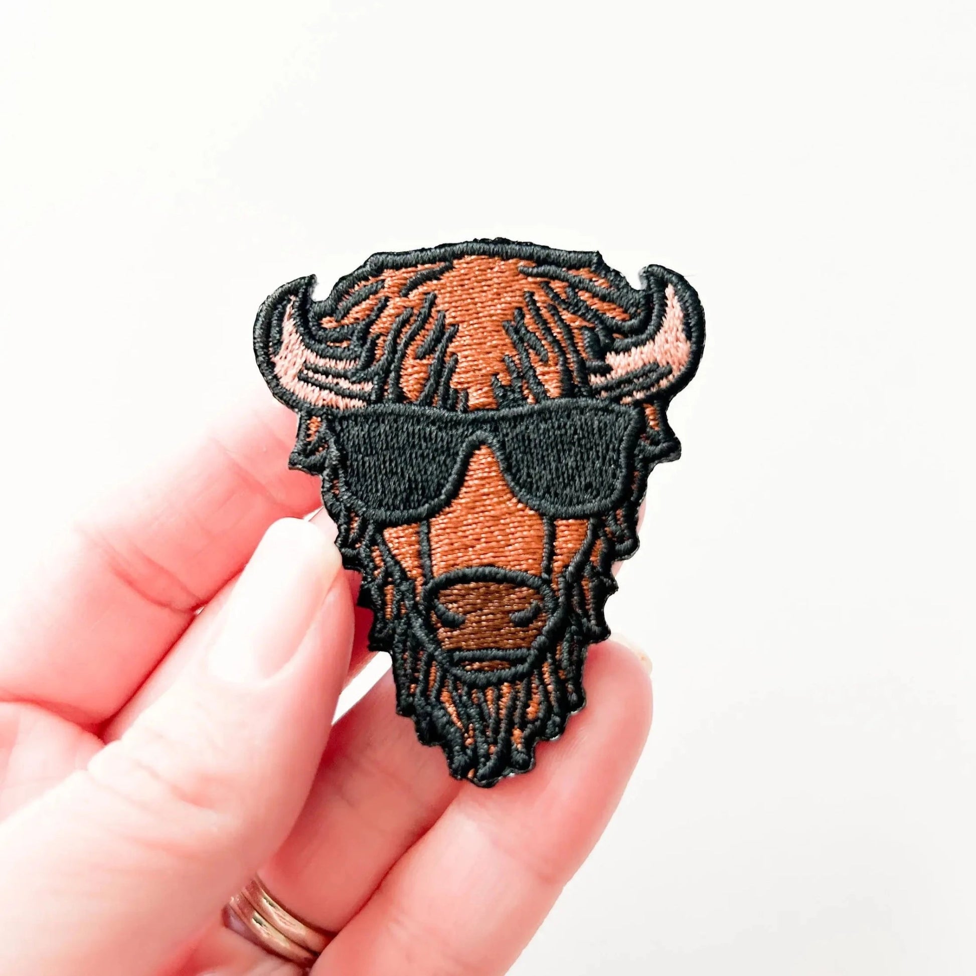 Bison with Sunglasses Iron - On Patch - Wander Together Outfitters