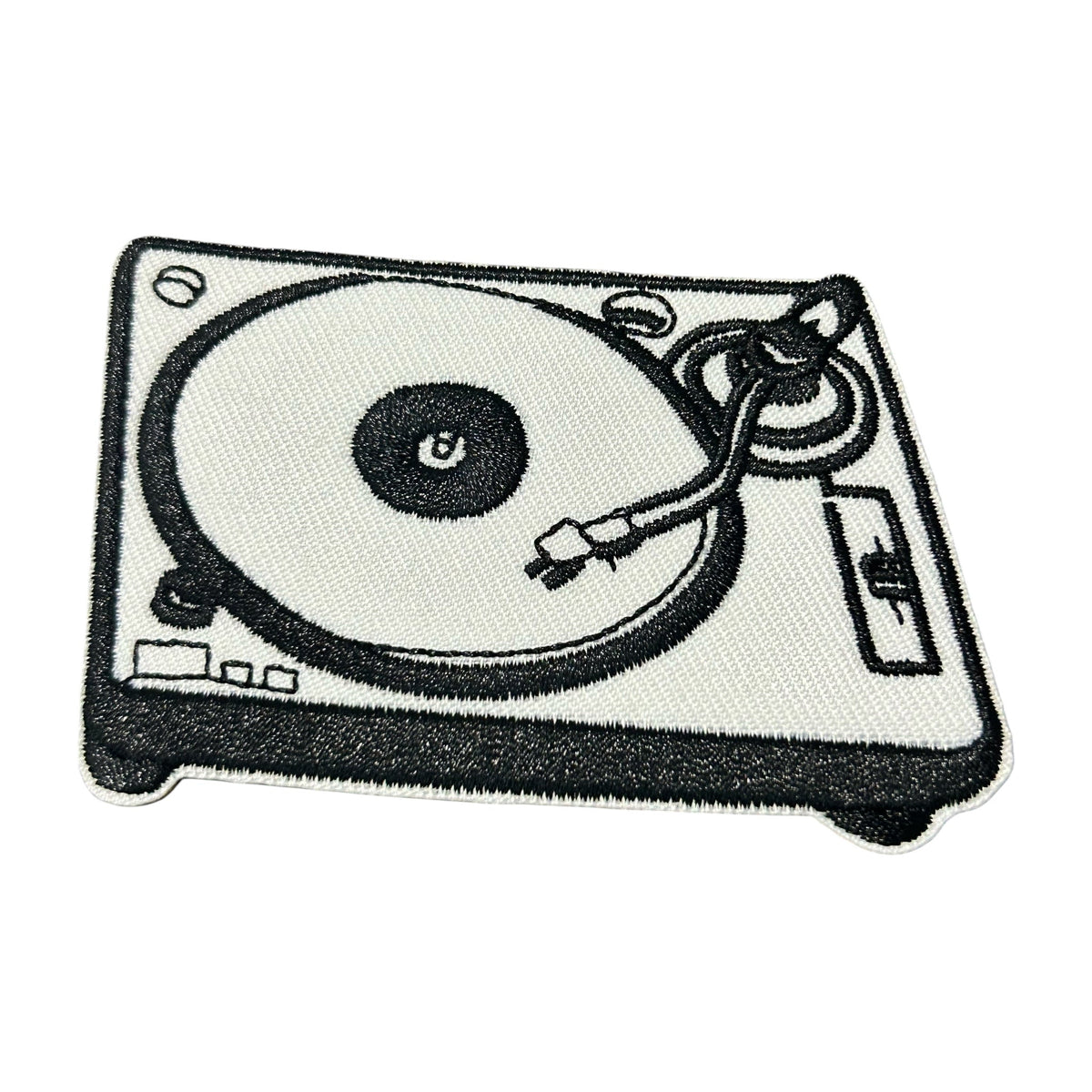 Black And White Record Player Iron On Patch - Wander Together Outfitters