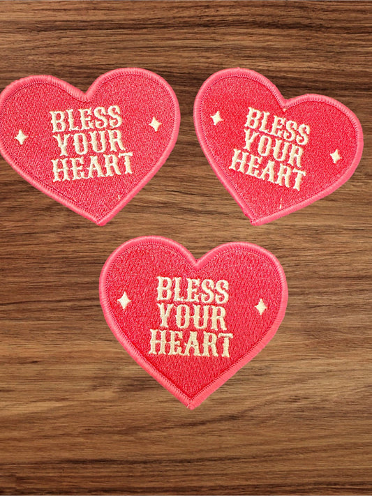 “Bless Your Heart” Embroidered Iron On Patches - Wander Together Outfitters