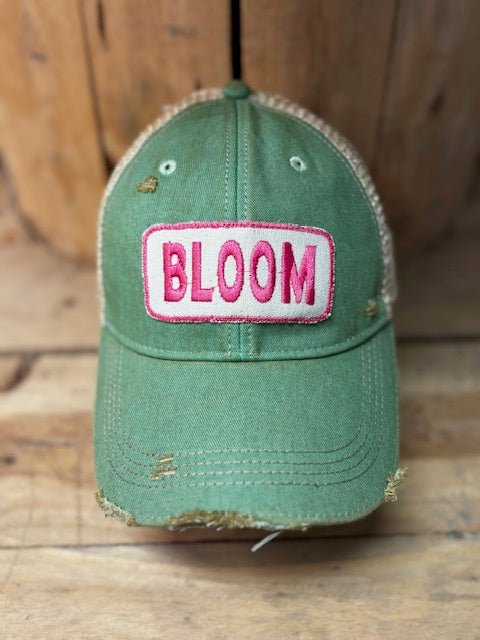 "Bloom" Distressed Mesh Snapback Baseball Cap - Wander Together Outfitters