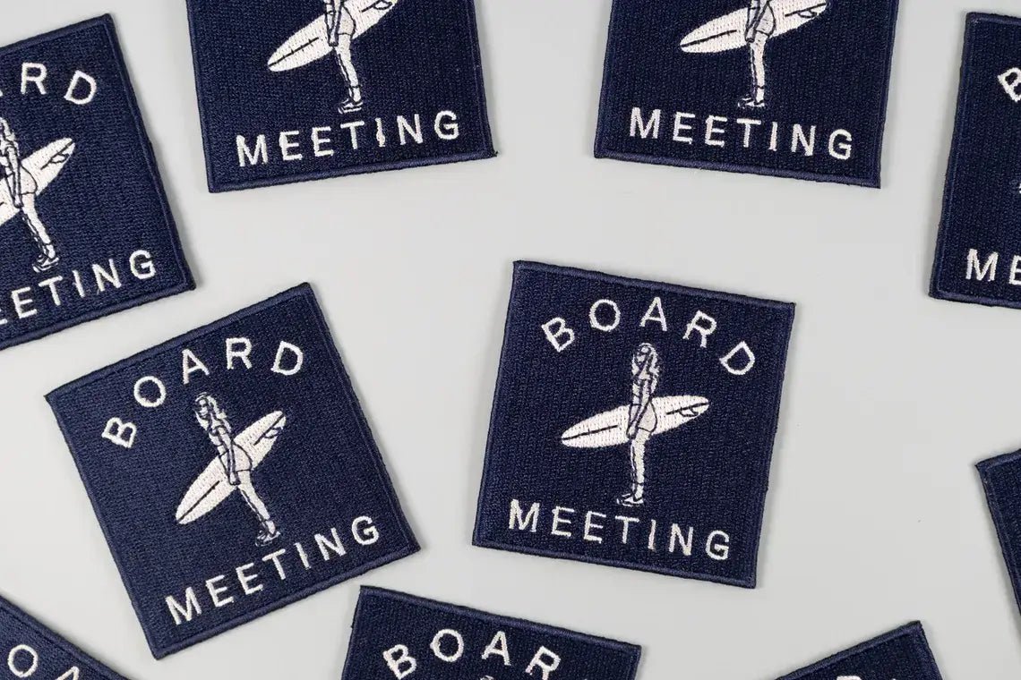 "Board Meeting" Surf Embroidered Iron - On Patch Coastal Surfer - Wander Together Outfitters