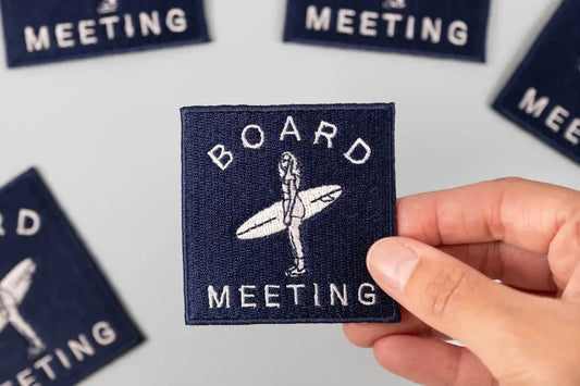"Board Meeting" Surf Embroidered Iron - On Patch Coastal Surfer - Wander Together Outfitters