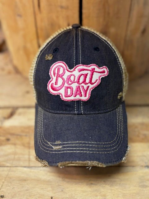 "Boat Day" Distressed Mesh Snapback Baseball Unisex Cap - Wander Together Outfitters