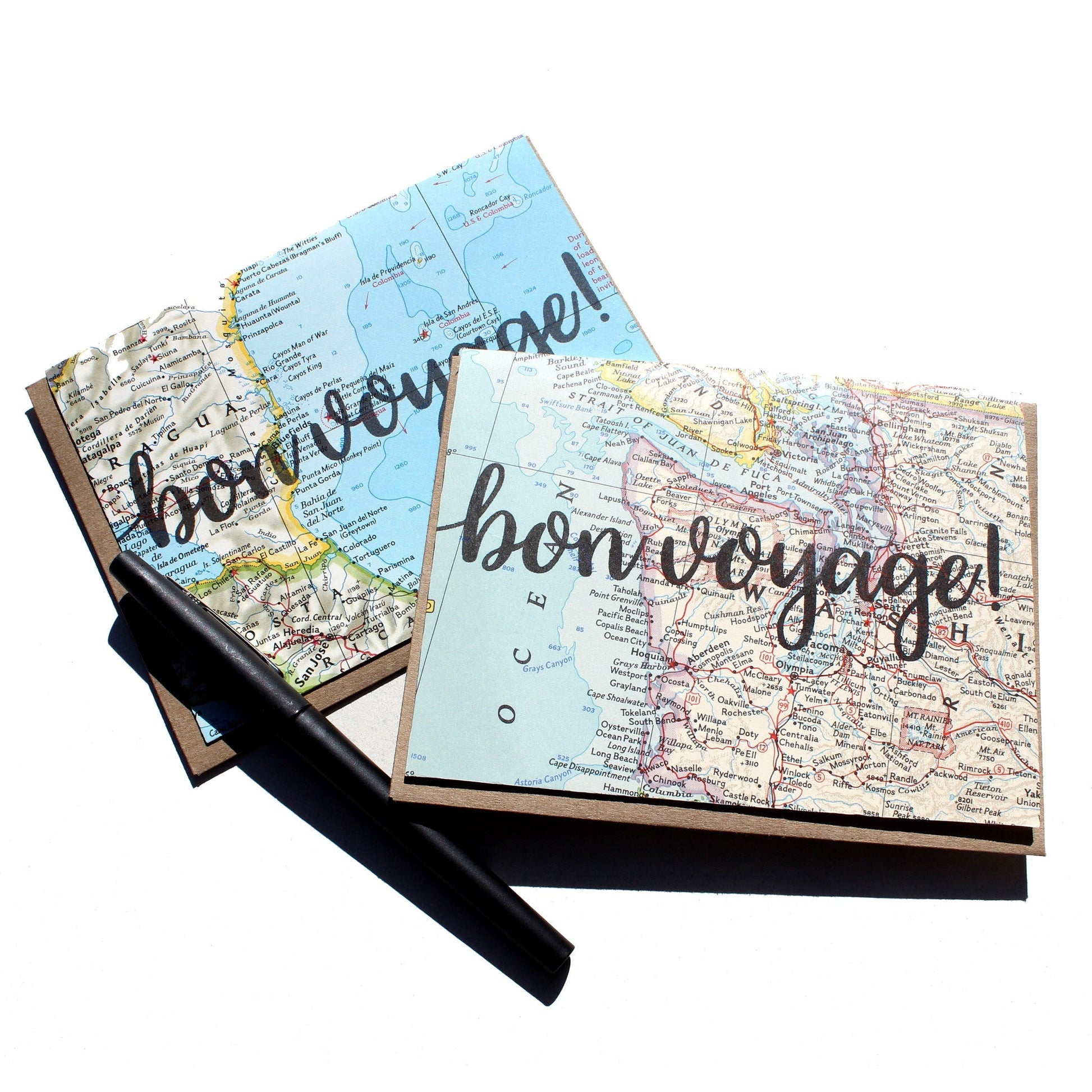 "Bon Voyage!" Vintage Map Greeting Card - Wander Together Outfitters