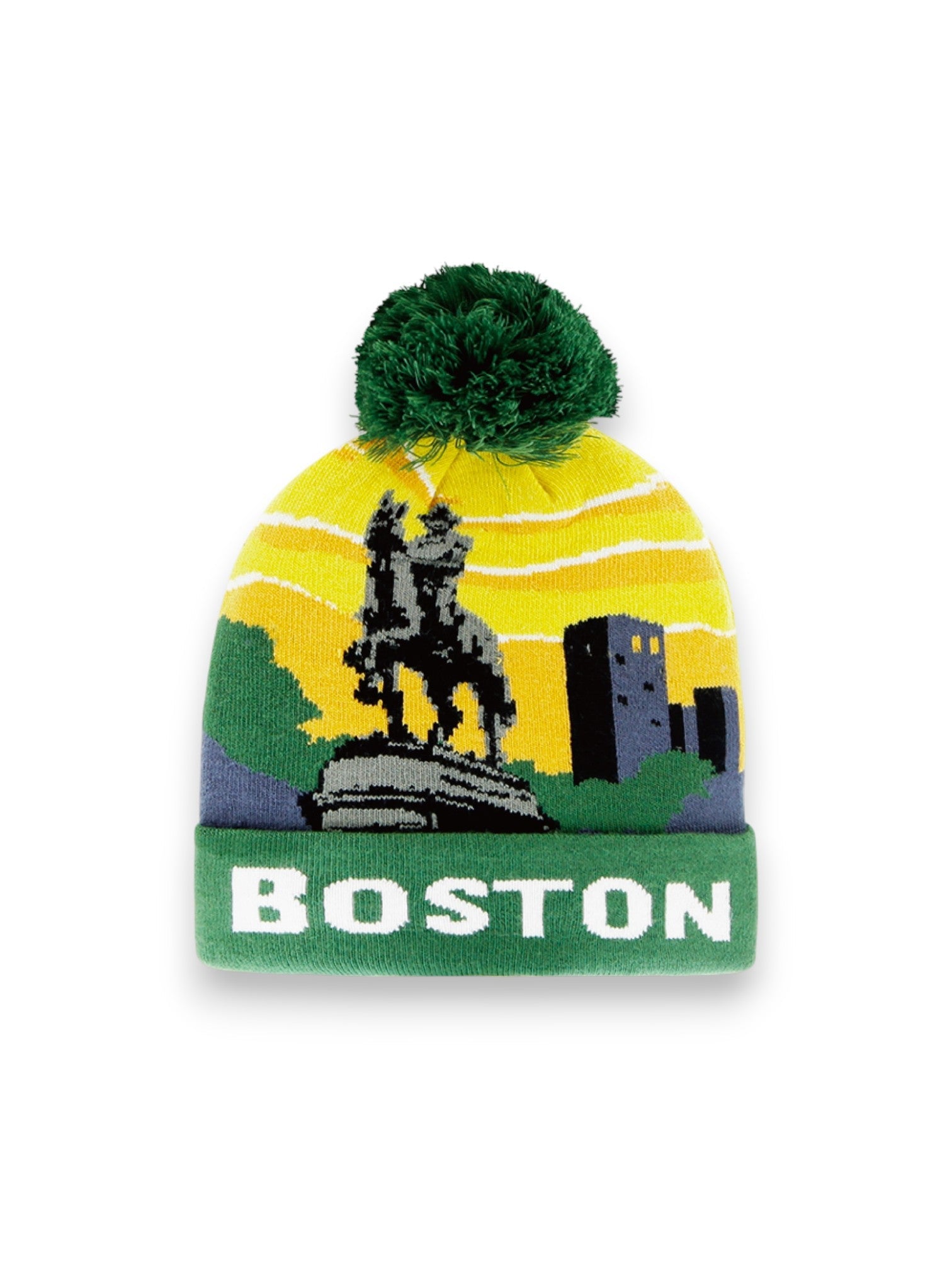 Boston Monument Knit Beanie Hat with Pom Pom - Wander Together Outfitters